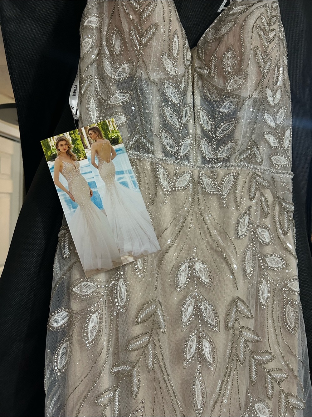 Enzoani Reagan B Beaded Tulle Mermaid Wedding Dress - Ivory US 8 UK 12 EU 38 - Picture 3 of 6